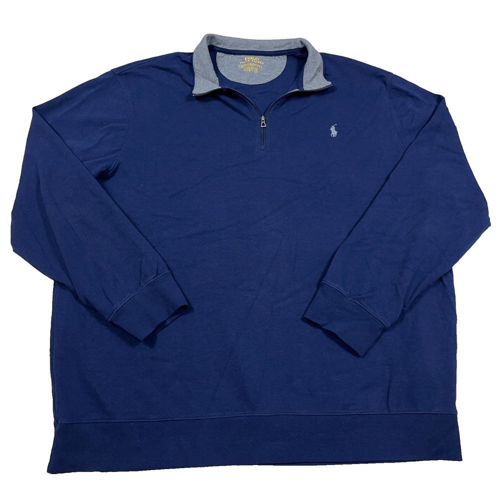 Polo Ralph Lauren Sweater Men XXL 2XL Blue Gray Pullover Quarter Zip Performance